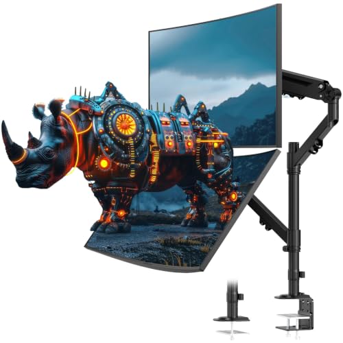 Dual Monitor Mount for 17 to 40 inches, Holds up to 26.4 lbs, Monitor Desk Arms for 2 Monitors Vertical/Parallel Placement, with Clamp/Grommet Base, VESA Mount 75/100 mm