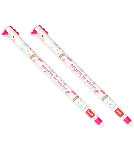 Stylos Gel Effaçables LEGAMI Lot De 2 - Encre Violette Thermosensible Pointe 0.7 Mm Motif Lapin