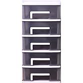 5-Tier Drawer Desktop Storage Bin Unit, White Frame Mini Organizer Box with Clear Drawer, Small Container Case for Desk Accessory, Storing Craft, Stationery