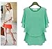 QZUnique Women's Plus-size Double Layers Chiffon Blouse Shirts Top