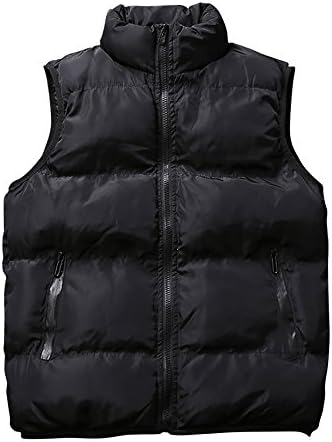 LIESA Winter Stand Collar Men's Warm Sleeveless Jacket Fashion Windproof Streetwear Vests - Black XXXL