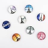 Tora Dola Hand-made Fridge Magnet, Crystal Glass French Paris Eiffel Tower, Home Decoration, Set of 8