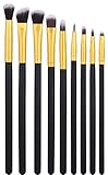 BS-MALL(TM) 9pcs Premium Synthetic Cosmetics Eye Shadow Eyeliner Makeup Brushes Sets (9 Pcs Golden Black)