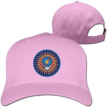 Unisex American Grateful Sun Skull Hip Hop Trucker Sandwich Peaked Hat Pink