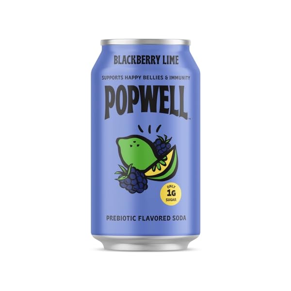 POPWELL, BLACKBERRY LIME BETTER-FOR-YOU PREBIOTIC SODA, WITH 6G...