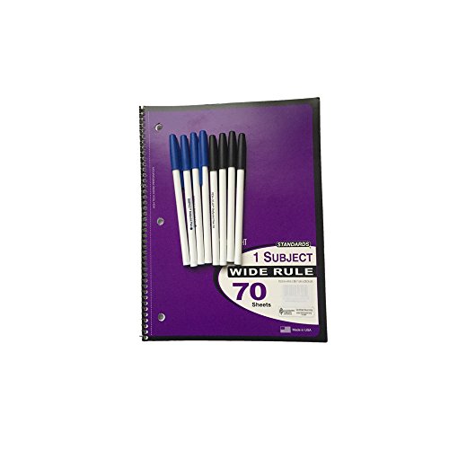 School Supplies Bundle- Five Star Pencil Pouch, Five Star Folders, Wide Ruled Composition Books/Spiral Note Book/Loose Leaf Paper, Mechanical Pencils, Pens, Ruler, Compass & Protractor and More