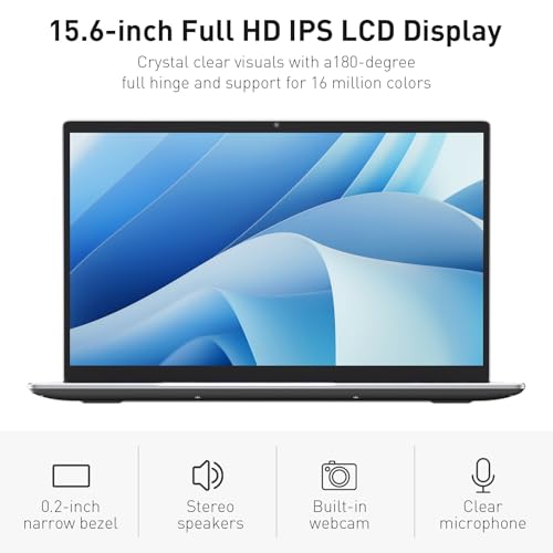 Auusda Business Laptop Computer for Work, Notebook PC for College Students, 15.6" FHD Display, Up to 3.4GHz CPU, Backlit Keyboard, Fingerprint ID, Up to 10TB Storage, 16GB DDR4 RAM, 1TB NVMe, Silver