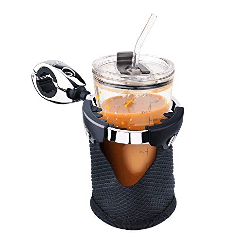 LEXIN LX-C3 Motorcycle Cup Holder with 360°swivel ball-mount, Large Handlebar Drink Holder with Basket, Metal Bike Mount for Bicycle Motorcycle Passenger
