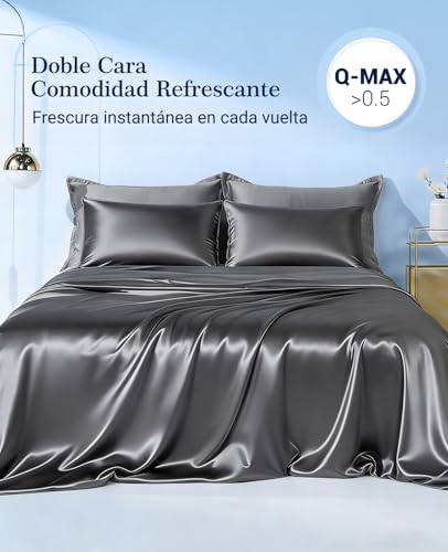 Elegear Cooling Duvet 150 x 200 cm, Photonic Technology and Instant Cooling with ARC-Chill 3.0 (Q-MAX>0.5), Keeps Cool All Night, Soft and Silky, Breathable, Silk Grey