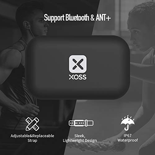 XOSS Chest Strap Heart Rate Monitor Bluetooth 4.0 Wireless Heart Rate with Chest Strap Health Accessories (Black Bluetooth&ant+)