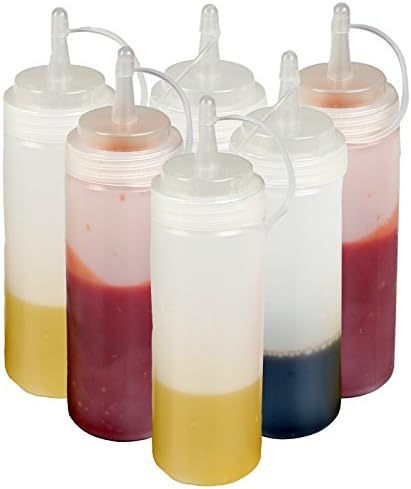 Plastic Condiment Squeeze Bottles Kitchen with Cap Oil Squeeze Bottle Kitchen Plastic Set of 6,450ml