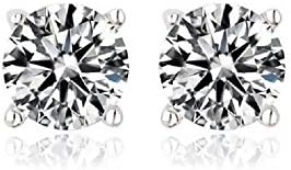 1 Pairs Sterling Silver Earrings Studs with Round Cut Cubic Zirconia Diamond Rhinestone Womens Jewelry (MIXA)