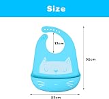Vicloon Silicone Baby Bibs 2-Pack Adjustable Waterproof Food Catcher Pocket view 2