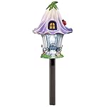 Solar Fairy Cottage House Stake for Garden, Backyard, Landscaping, and Pathway, Purple