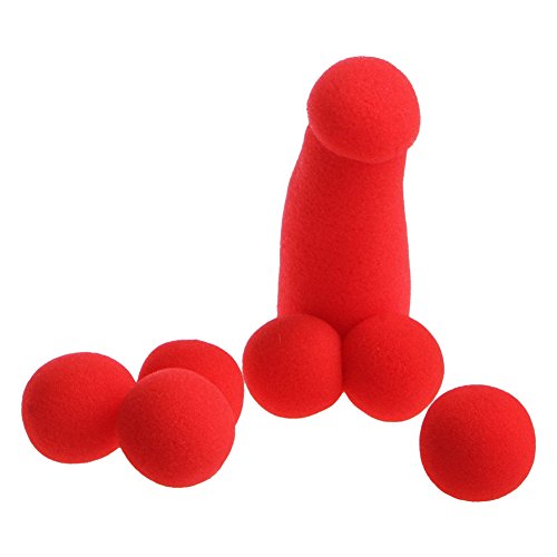 C-Pioneer Small Red Sponge Penis Balls Magic Tricks Toys Joke Stage Props