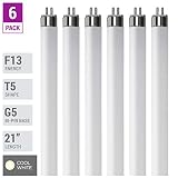 (Pack Of 6) F13T5/CW - T5 Fluorescent 4100K Cool White - 13 Watt - 21" Super Long Life Light Bulbs