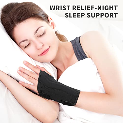 Fitted Wrist Brace for Carpal Tunnel, Adjustable Wrist Splint Stabilizer with Metal Splint Night