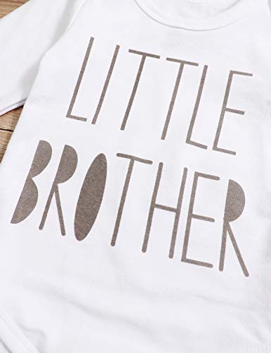 Newborn Baby Boy Clothes Crew Letter Print Romper+Long Pants+Hat 3PCS Outfits Set,Soft Breathable Fabric (G-Blue, 6-9 Months)