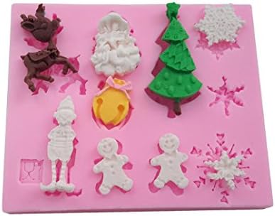 kaifongfu Baking Mold ,3D Christmas Fondant Cake Chocolate Sugarcraft Mold Xmas Silicone Baking Mold (G)