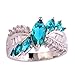 Psiroy 925 Sterling Silver Created Green Topaz Filled Marquise Cut Engagement Ring Band Size 7