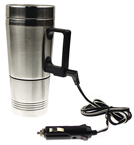 Green House Electric Heated Stainless Steel Car Coffee Cup with Charger,Silver
