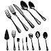 Black Silverware Set with Serving Pieces - Deedro 48-Piece Stainless Steel flatware Cutlery Utensil Set for Dessert & Dinner, Mirror Polished Knives Forks Spoons Set Service for 8