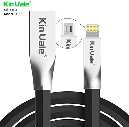 2 in 1 Lightning &amp; Micro USB Charging Cable Fast Charge &amp; Sync two sided for Apple iPhone, iPad, iPod, any iOS and Android Black 3.3 ft (1m)