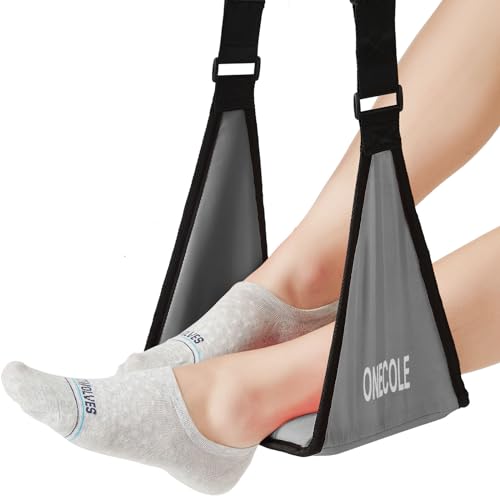 Photo 1 of ONECOLE Airplane Footrest - Travel Foot Hommock with Memory Foam, Portable Adjustable Plane Leg Rest, No Clashing Footrest Provides Relaxation and Comfort for Long Flight (Gray)