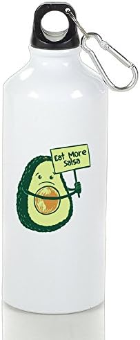 Drosp Eat More Salsa White Aluminum Sports Water Bottle, Great For Outdoor And Sport Activities Sealed Plastic Leak-proof Screw Top 500ml White