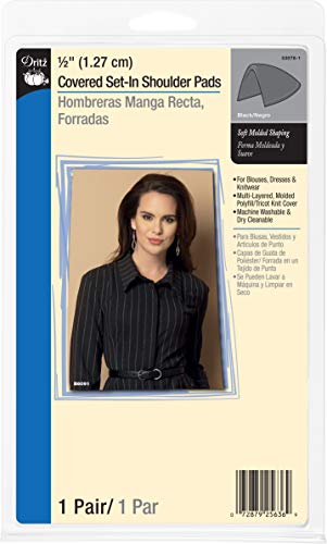 Dritz 53078-1 Shoulder Pads, Covered Set-In, 1/2-Inch, Black