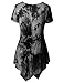 TWINTH Printed Tunic Plus Size Tie Dye Short Sleeve Handkerchief Hem Loose Fit Top Black XL