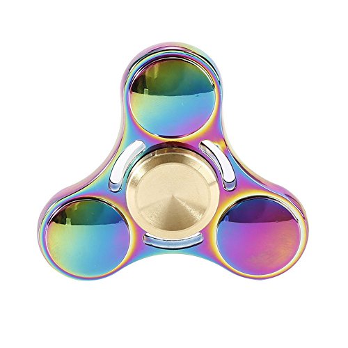 ink2055 Rainbow Finger Tri-Spinner Alloy Hand Spinner Focus Toys Stress Reducer Anxiety Relief - Multicolor