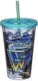 Vandor 26514 Marvel Guardians of the Galaxy 18 oz Acrylic Travel Cup with Lid and Straw, Multicolor