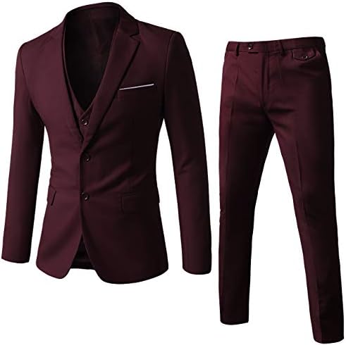 Ween Charm Mens Suits 2 Button Slim Fit 3 Pieces Suit Dark Red Buy Online At Best Price In Uae Amazon Ae