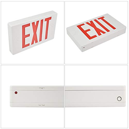 AKT LIGHTING Exit Emergency Combo Light with Backup-Battery, UL Certified LED Exit Emergency Sign Light for School, Hospital, Hallways, Corridors, Stairways (Red, 6 Pack)
