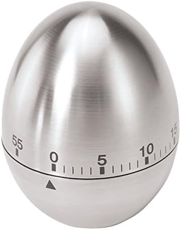 Novolix Stainless Steel 60 Minutes Kitchen Timer Egg Shape Mechanical Rotating Alarm