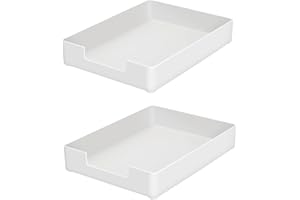 RHONZHAO Desk Letter Tray, 2PCS A4 Size Plastic Stackable File Document Organizer, Office Desktop File Paper Holder, Book Storage Rack,Anti-Skid Stacking Support for Office Supplies (White)