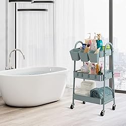 danpinera 3-Tier Rolling Cart, Metal Rolling