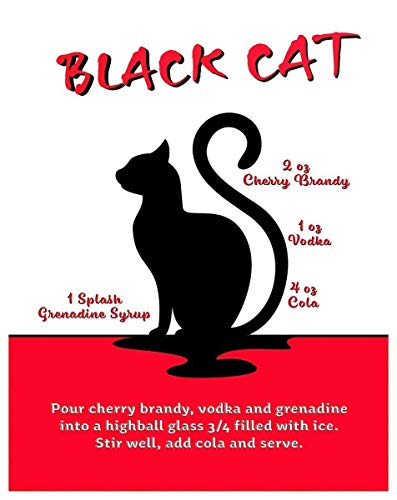 Black Cat Drink Recipe Art Print - 11x14 Unframed Photo Print - Fun Gift For Those Who Love a Cocktail. Looks Great in a Dorm Room, Game Room, Home Bar or Man Cave- Limited Time Intro Price