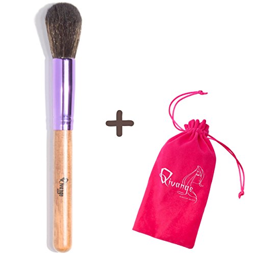 Qivange Powder Brush, Soft Wooden Handle Makeup Brush with Pouch(Wooden with Purple, 1 pc) Qivange Powder Brush, Soft Wooden Handle Makeup Brush with Pouch(Wooden with Purple, 1 pc)