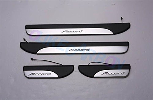 For Honda Accord 2013 14 15 16 2017 9TH Sedan Fashion Style ABS+Chrome Door Sill Scuff Plate Guard Sills Protector Trim with White LED