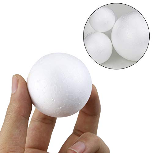 PRALB 100PCS Smooth and Round Foam Craft Balls, Polystyrene Foam Ball Makes Large DIY Ornaments, White, 5 Different Sizes (2CM, 3CM, 4CM, 5CM, 6CM) - Thumbnail 3