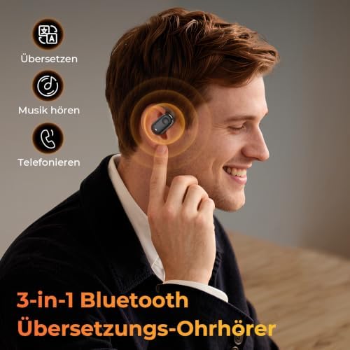 KI Übersetzer Kopfhörer, 3-in-1 Bluetooth 5.3 Sprachübersetzer Ohrhörer mit 150 Sprachen, KI-gestützte Übersetzung, Mehrere Modi für Reisen, Business & Lernen