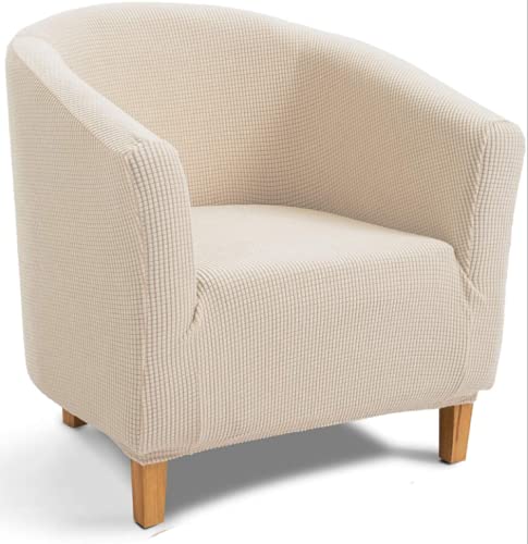 Tub Chair Covers for Armchairs, Armchair Covers Stretch Tub Chair Cover Removable Washable Sofa Couch Cover for Bar Counter Living Room Reception (Jacquard Beige)