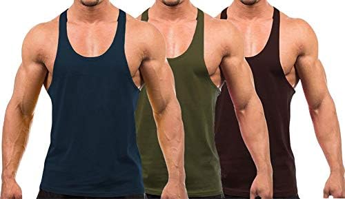 YAKER Men's Blank Stringer Y Back Bodybuilding Gym Tank Tops
