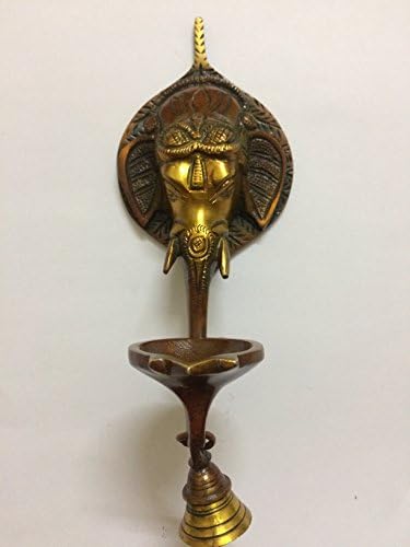 craftstore14 Home decor Brass Ganesha Wall Hanging Lamp Religious Puja Article