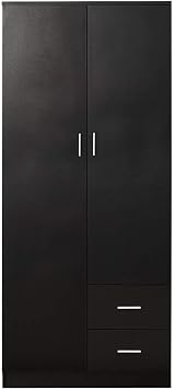 Panana Wooden Wardrobe 2 Door 2 Drawer with Shelf Hanging Rail Modern 180cm view 4