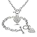 Stainless Steel Faith Love Hope Engraved Heart Charm Bracelet and Necklace