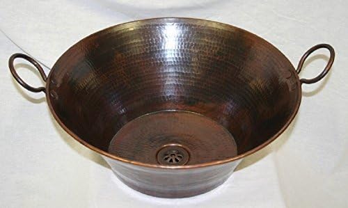SimplyCopper 16 Round Hand Hammered Copper Cazo Vessel Sink with Handles by SimplyCopper