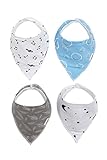 BABYLLONE Baby Bandana Bib Pack of 4 - Ideal as Baby Boy Bandana Bibs, Baby Girl Bandana Bibs, Bandana Drool Bibs and Dribble Bibs - Ultra High Absorption and Unique Appealing Patterns